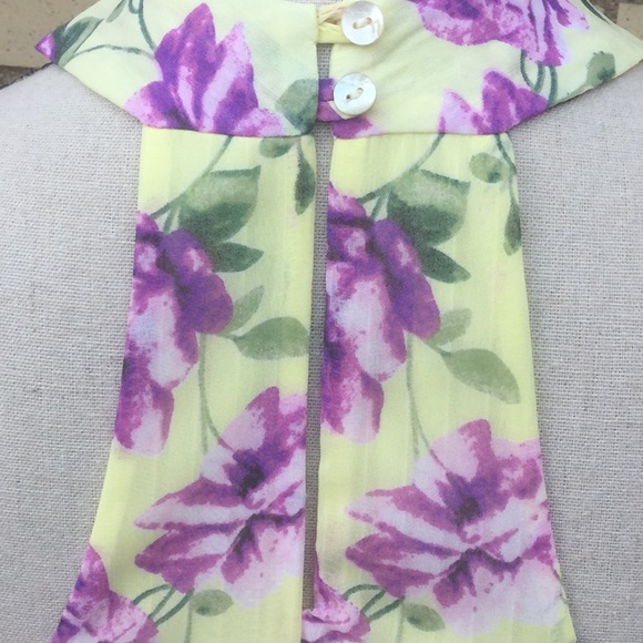 ❌DONATED❌Yellow Purple Floral High Neck Flowy Lined Dress - Picture 9 of 16